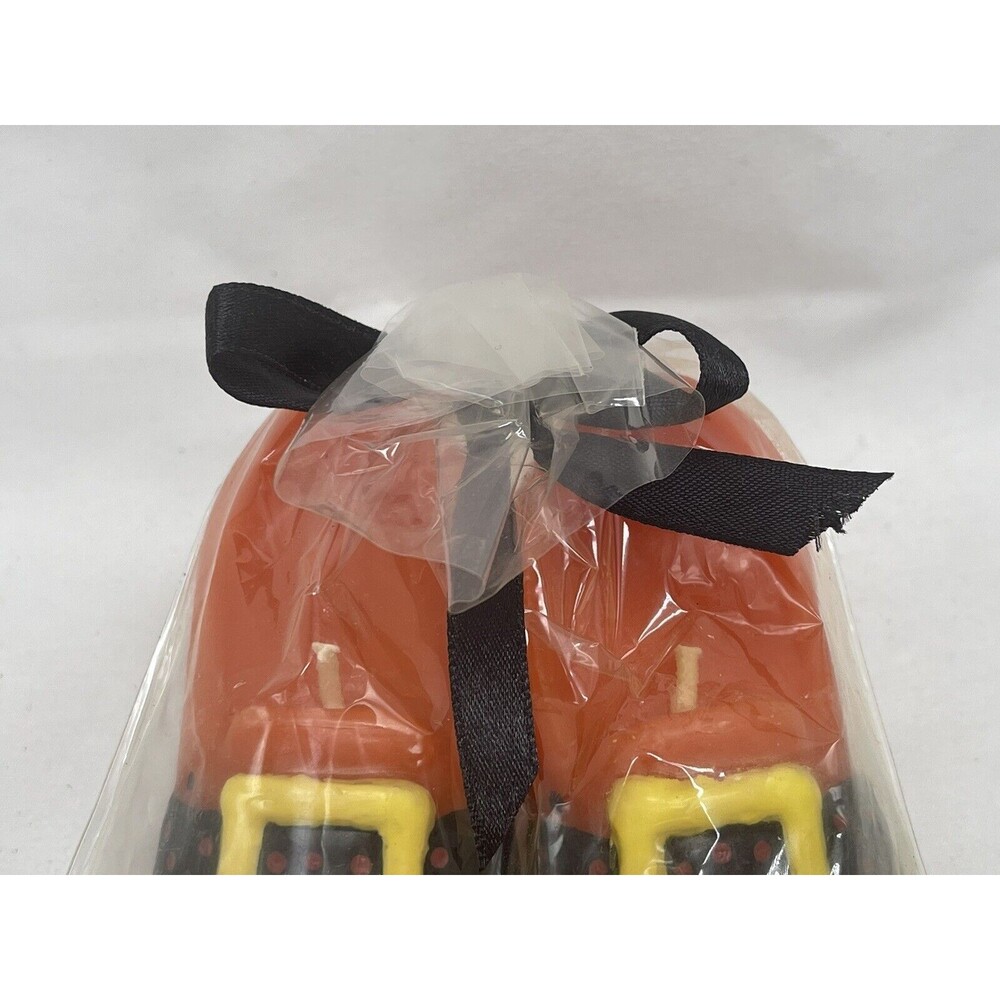 Stonia Creations Halloween Witch Pair Of Shoes  Candle Orange & Black New - Picture 6 of 12